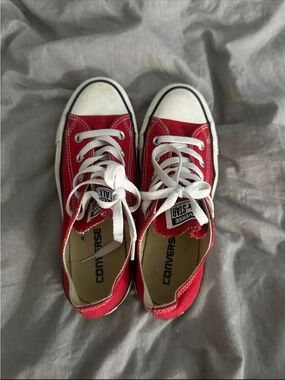 Converse Red Low-Top Canvas Sneakers with White Laces